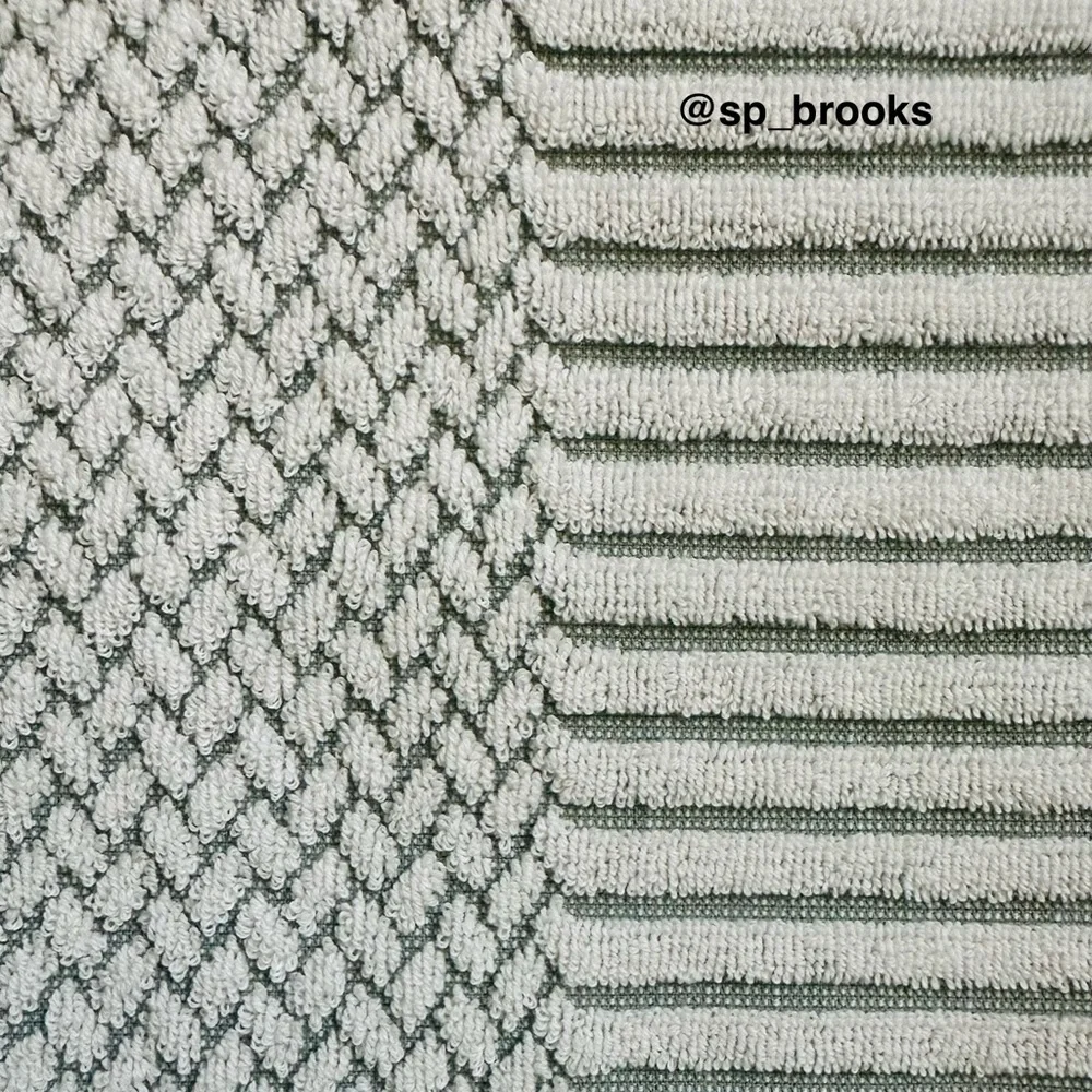 🎁6PC BIANCA Bath Towel Set - Cotton Textured Woven & Terry - Green & Cream